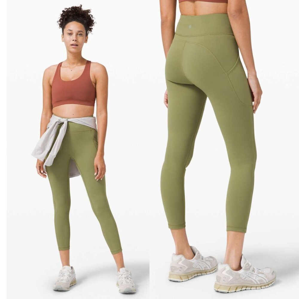 Lululemon Invigorate High-Rise Tight 25" Everlux In Bronze Green Size 4